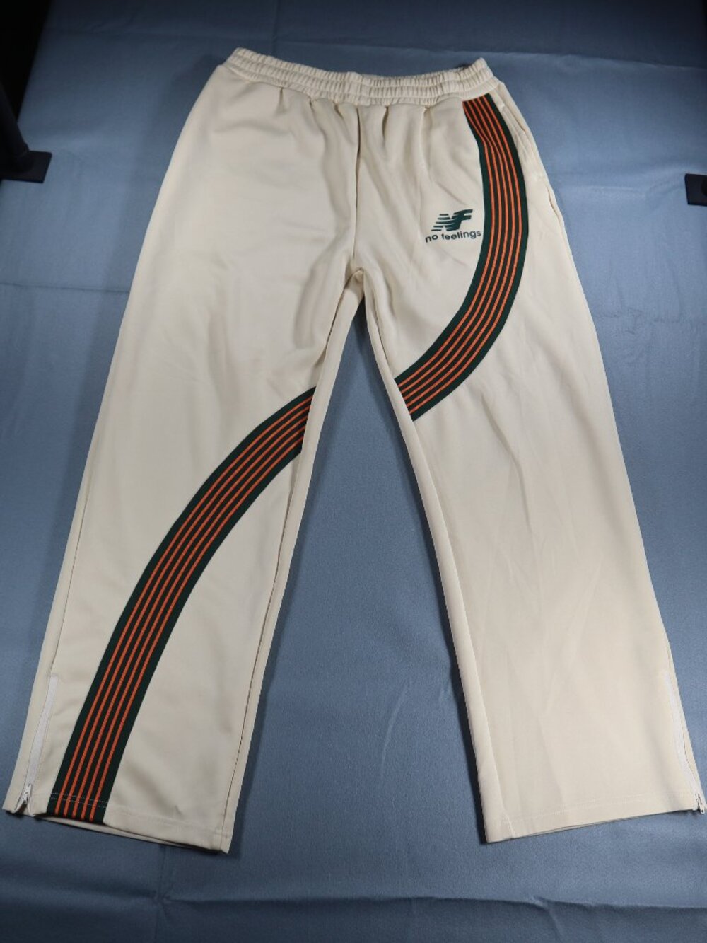 No Feelings Limited Edition Sweat Pants Curved Striped Cream Size M